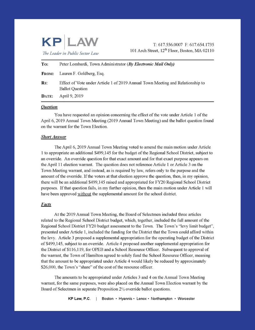 KP Law Memorandum